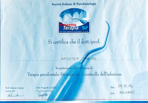 2004-Zertifikat-Parodontologie-Certificato-Parodontologia-Bozen-Bolzano-Dr-Thomas-Waechter-Bozen-Bolzano